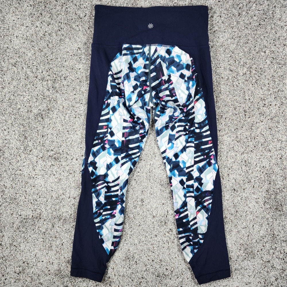 Athleta Leggings Women XSP Navy Blue Geometric Print Cropped Excellent